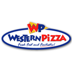 Western Pizza logo in blue and red.